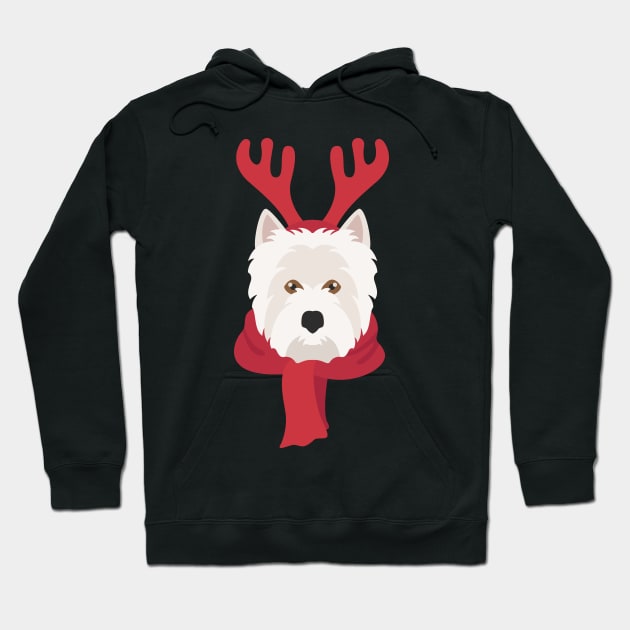 West Highland Christmas Dog Hoodie by JunkyDotCom